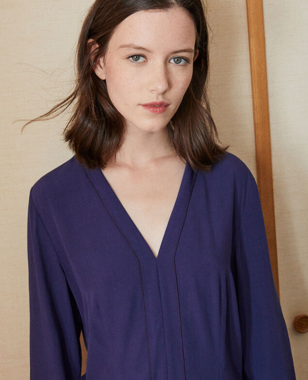 Vestido con escote de pico Azul