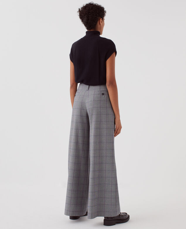 YVONNE - Pantalón amplio con pinzas I033 check grey