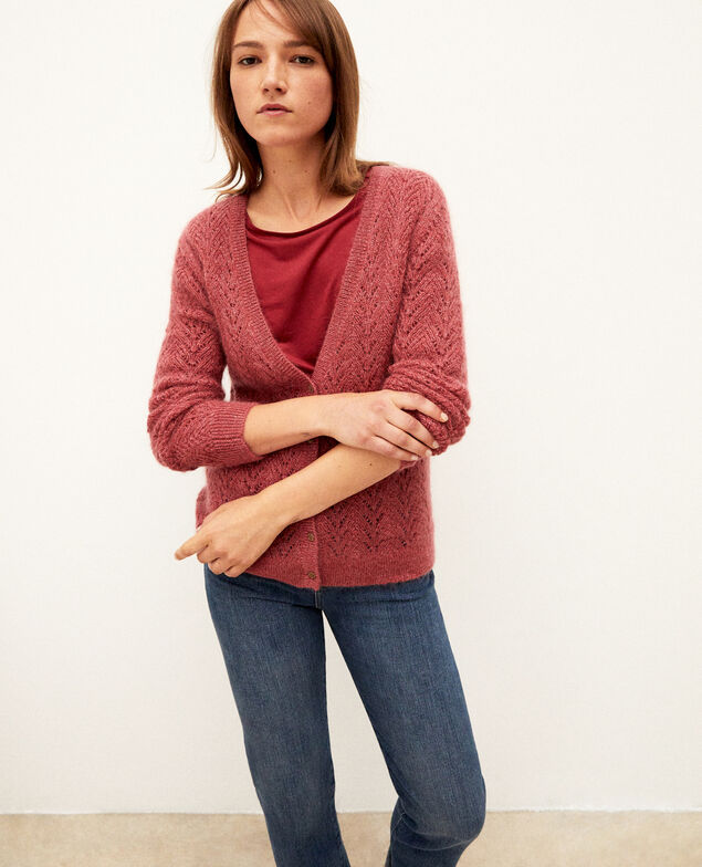 Cárdigan con mohair Earth red