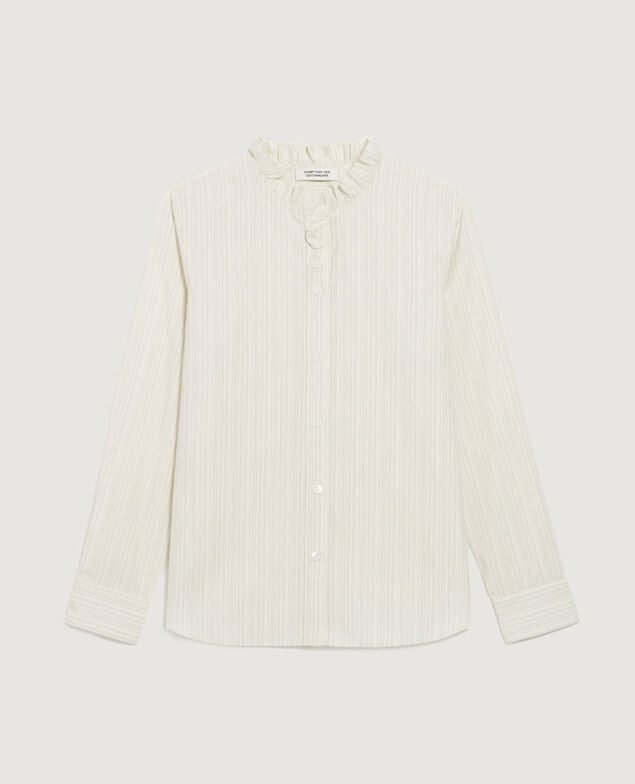 Camisa con cuello de volantes K013 st ecru black
