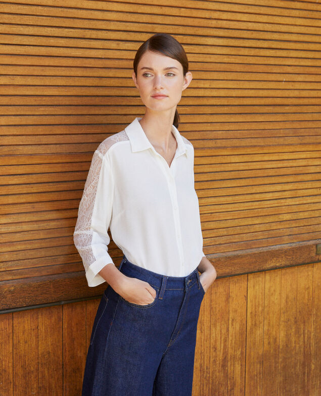 Camisa con encaje Blanco