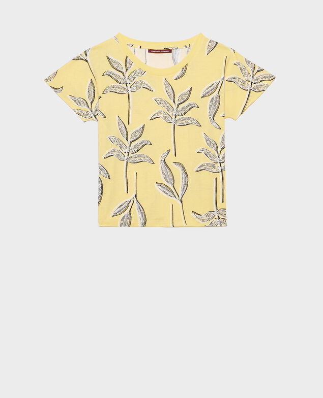 Camiseta de algodón con cuello redondo Prt bot lemon