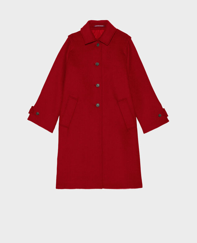 Abrigo evasé de lana y cachemir Royale red