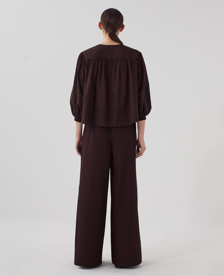 Blusa de gasa de algodón J790 chocolate plum