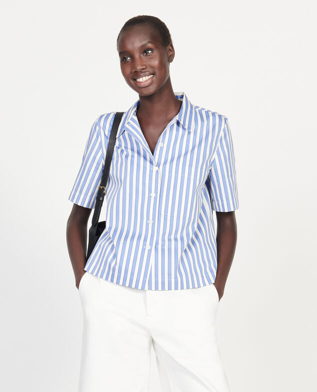 Camisa de algodón Stripes light grey persian jewel