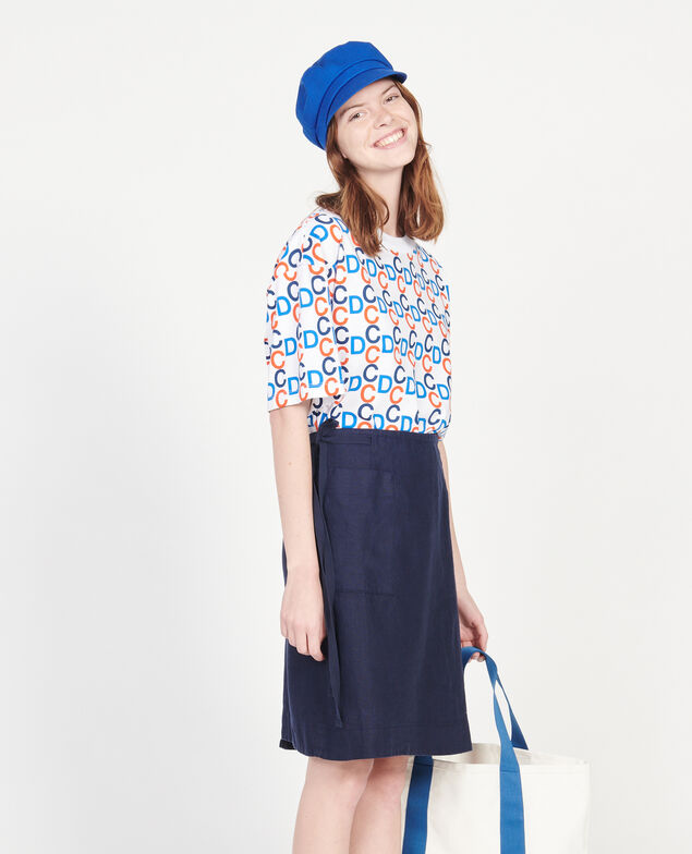 Falda cruzada de lino Maritime blue