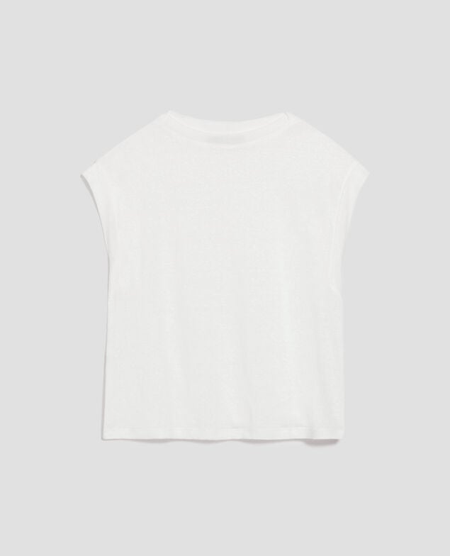 KARO - Camiseta corte caja de lino U010 off white