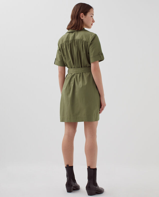 Vestido cargo con cremallera I560 covert green