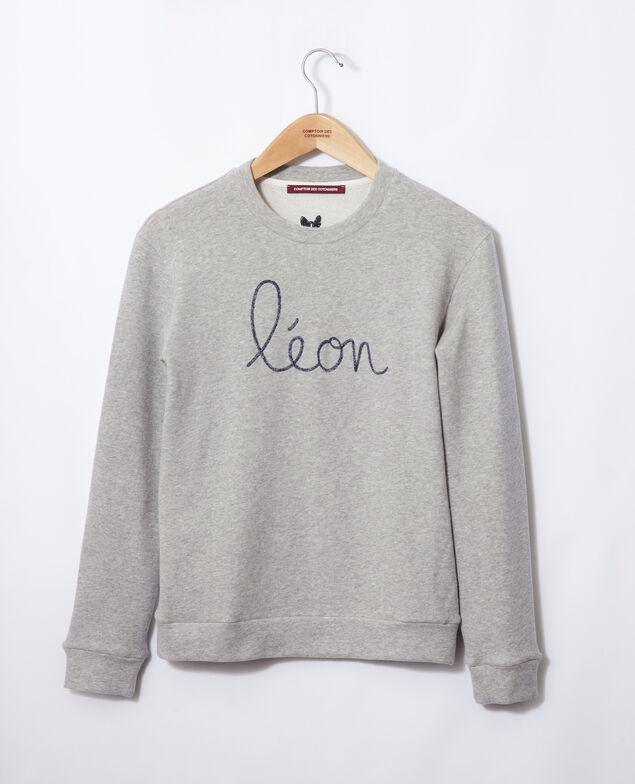 Sudadera con bordado Léon Gris