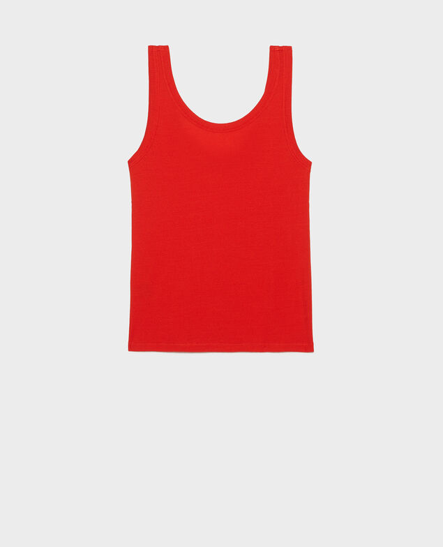 Camiseta de tirantes de algodón mercerizado con canalé Fiery red