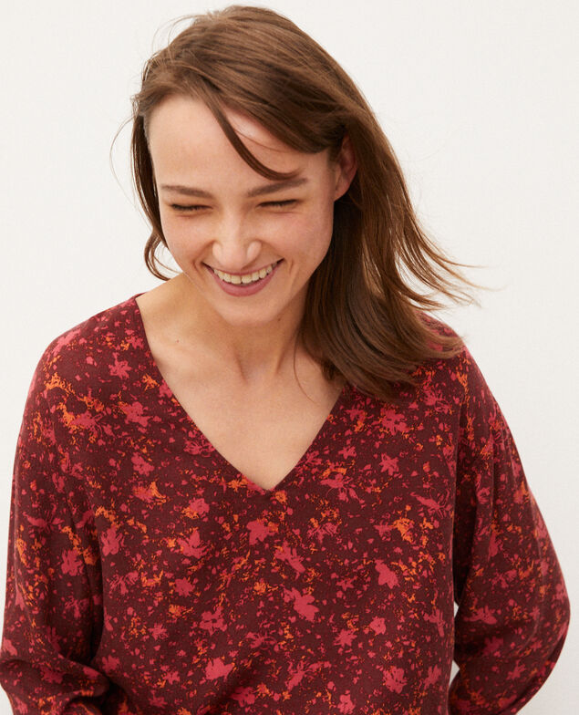 Blusa con escote de pico Rojo