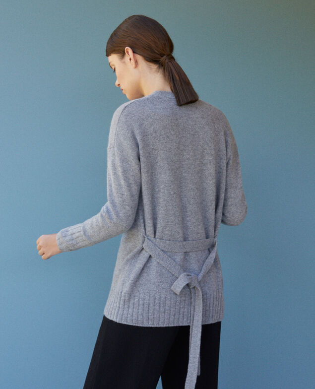 Cárdigan de cachemir con escote cruzado  Light heather grey