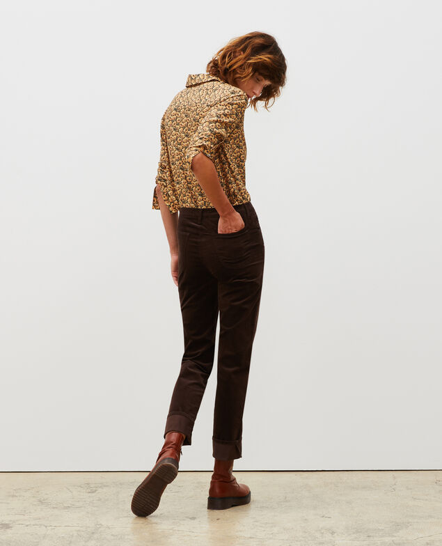 SLIM STRAIGHT - Jeans rectos de terciopelo liso 5 bolsillos Coffee bean