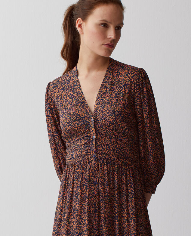 Vestido largo fluido I480 leo brown