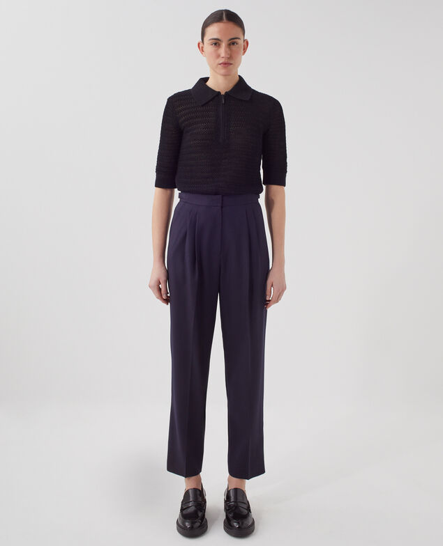 CAMILLE - Pantalón de lana con pinzas H695 night sky