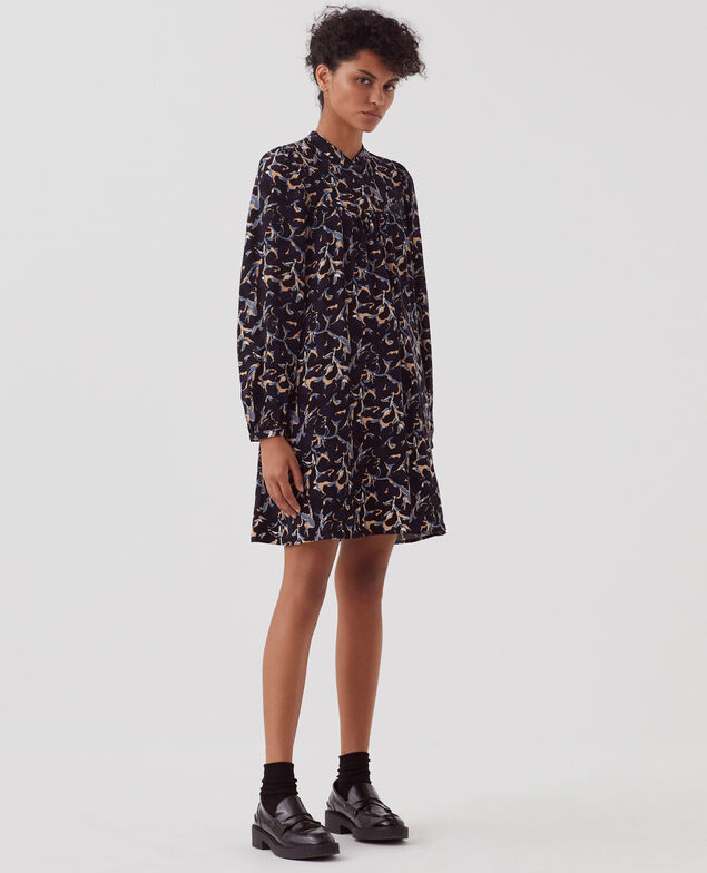 Vestido corto fluido I686 new fl ikat navy