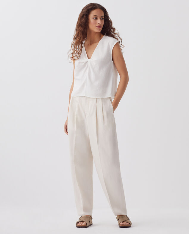 Top fluido trenzado sin mangas H003 white