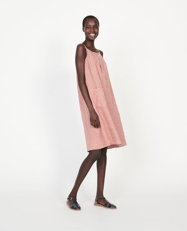 Vestido de algodón Vichy ketchup buttercream