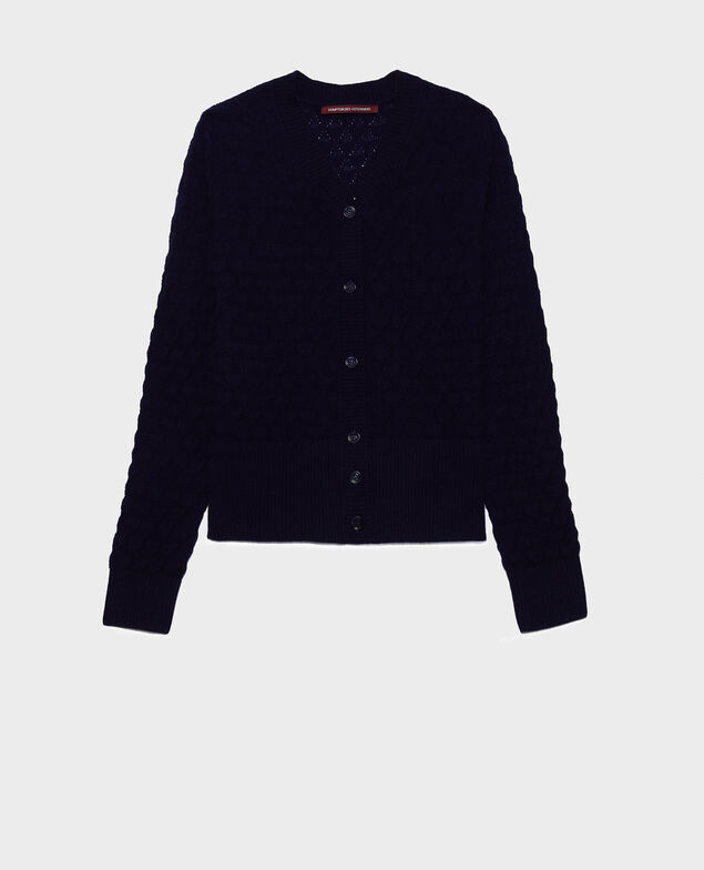 Cárdigan con escote de pico, 100 % cachemir  Maritime blue