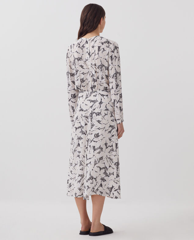Vestido largo fluido J301 flower camo ecru