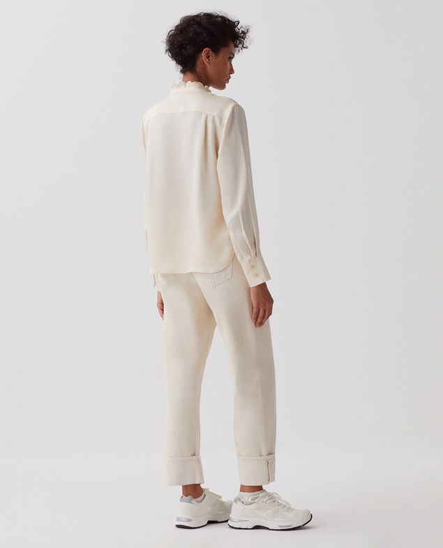 Camisa fluida con volantes U300 natural