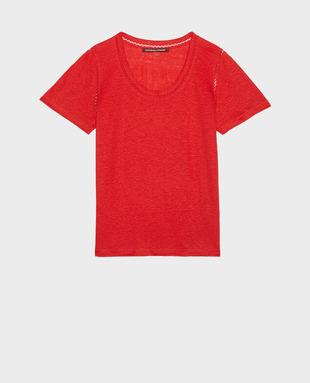 Camiseta de lino Fiery red