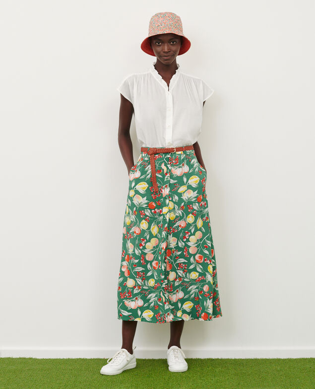 FRANCINE - Falda midi fluida 103 print green