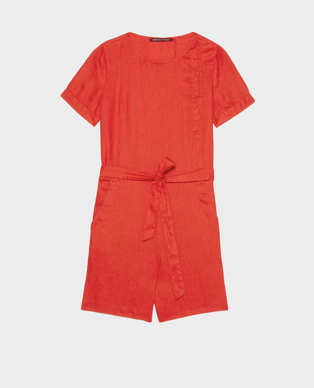 Mono corto de lino Fiery red