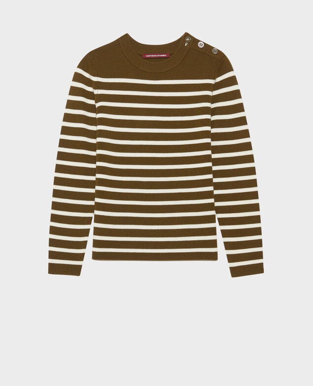 MADDY - Jersey marinero de lana merina Stp olive jtst