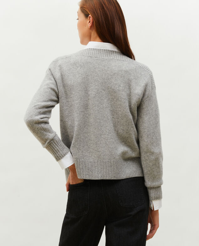 Jersey de cachemir con cuello de barco Light grey melange