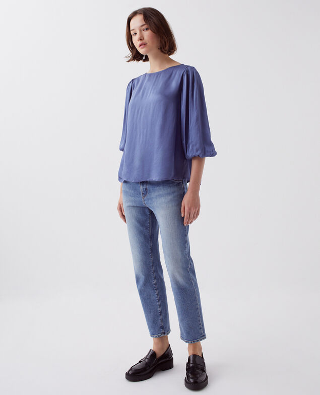 Blusa fluida de manga 3/4 I640 gray blue