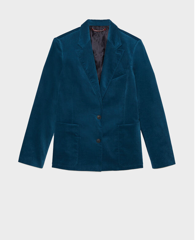 Blazer de  terciopelo con dos botones Blue coral