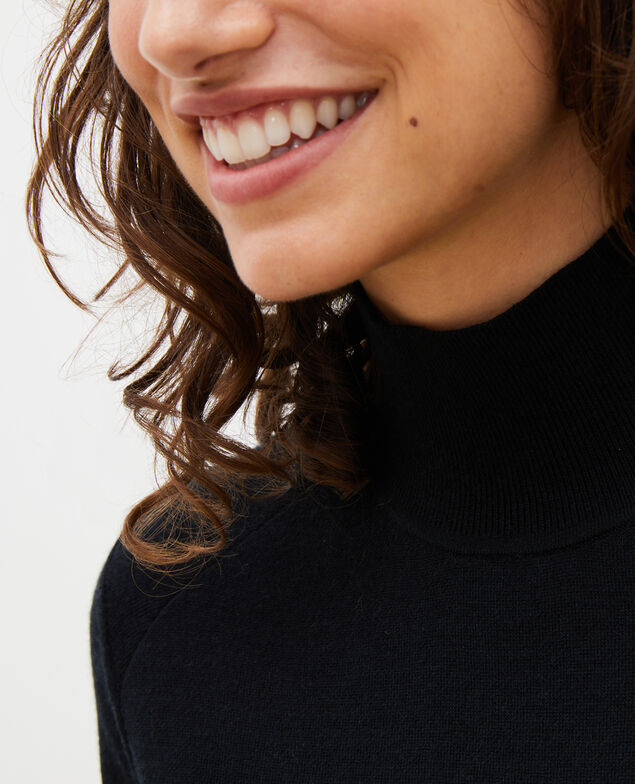 Jersey de lana merino con cuello subido Black beauty