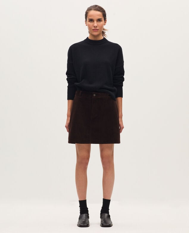 Falda corta de pana U380 dark brown