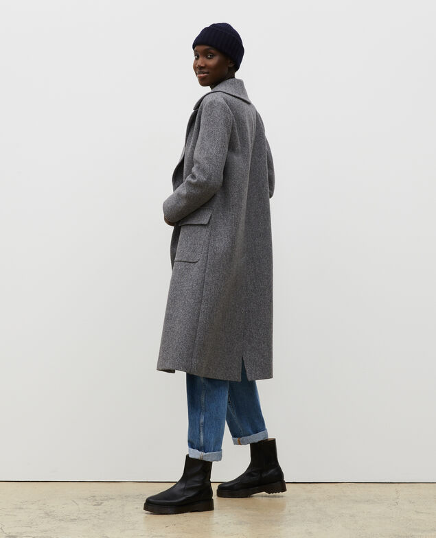 Abrigo cruzado oversize de lana Medium grey melange