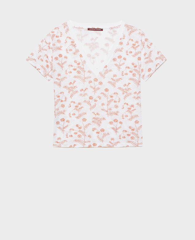 SARAH - Camiseta de lino con cuello de pico Coronille optical
