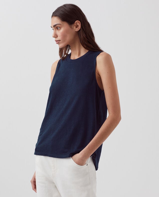 MARCELLE - Camiseta de lino sin mangas H695 night sky