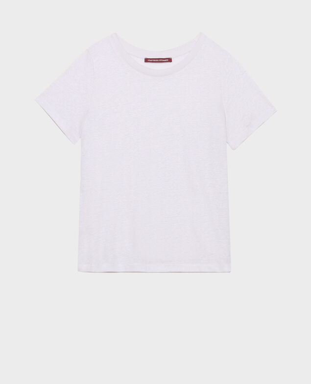 AMANDINE - Camiseta con cuello redondo de lino 0700 lilac hint