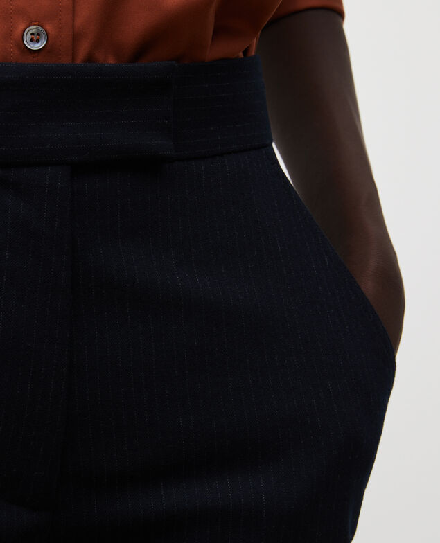 MARCELLE - Pantalón de traje de lana recto Night sky