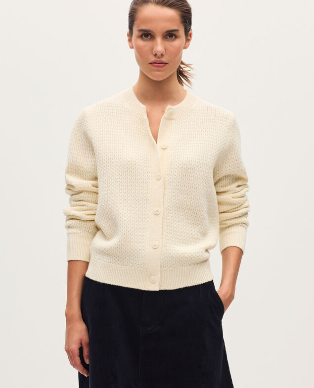 Cárdigan de cuello redondo  U010 off white