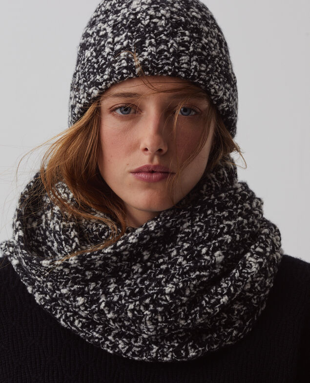 Gorro de lana rizada I099 boucle blk/white