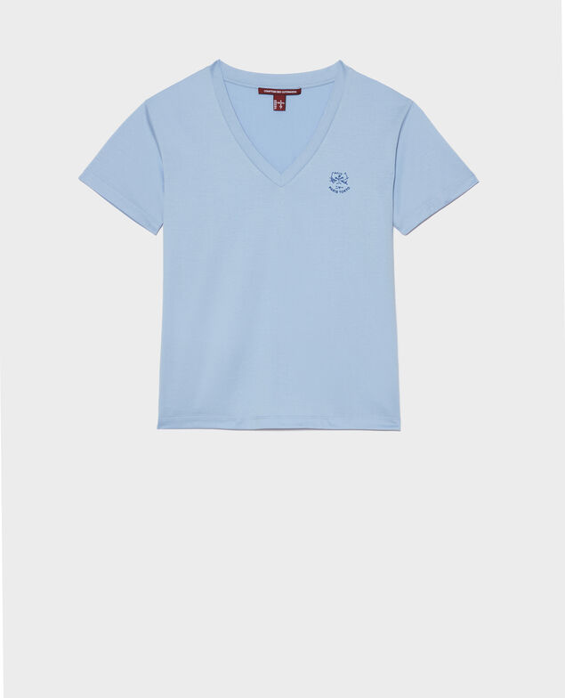 Camiseta bordada de algodón Blue heron