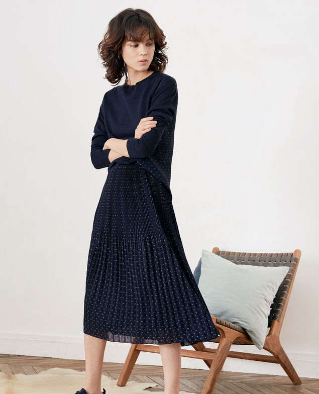 Falda de lunares plisada Ring dots marine