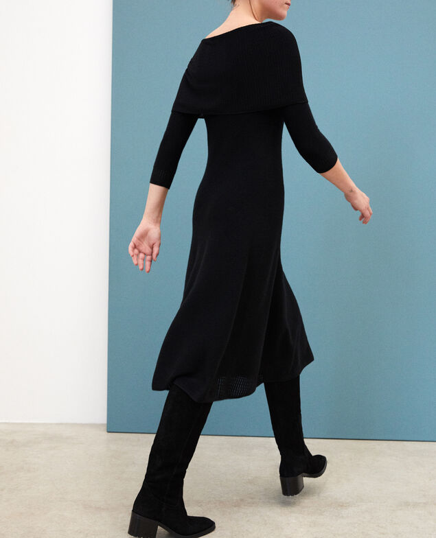 Vestido wholegarment con cuello ajustable Negro
