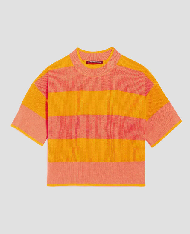Jersey cropped de manga corta y lino H230 large sheen
