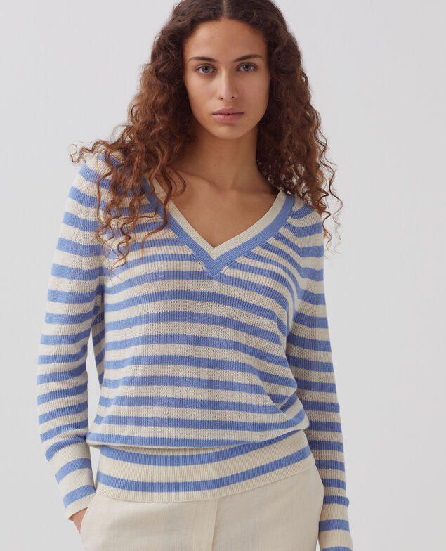 Jersey de lino con cuello de pico H601 thin savoie