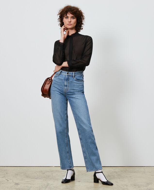 Camisa con cuello de volantes Black beauty