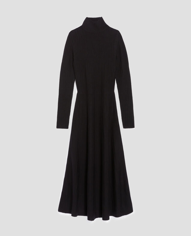 Abrigo largo de lana merino H091 black beauty