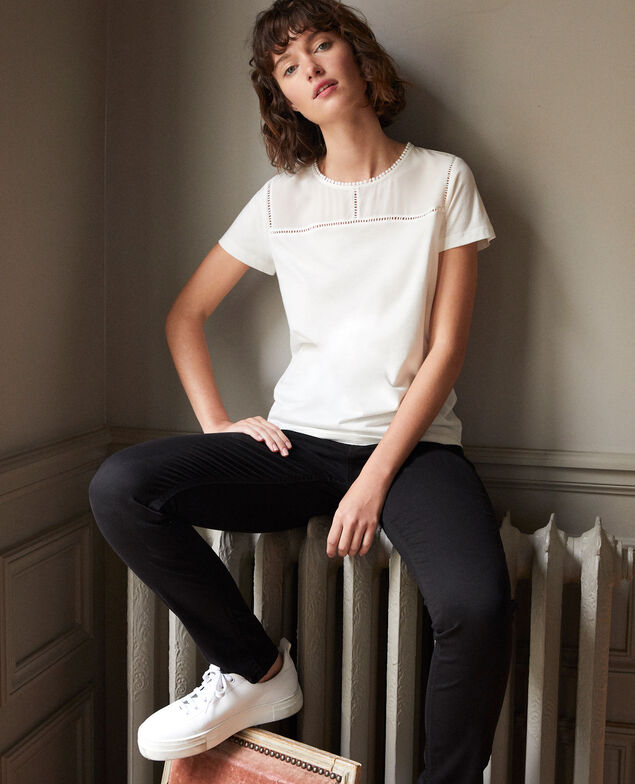 Camiseta de dos materiales Blanco