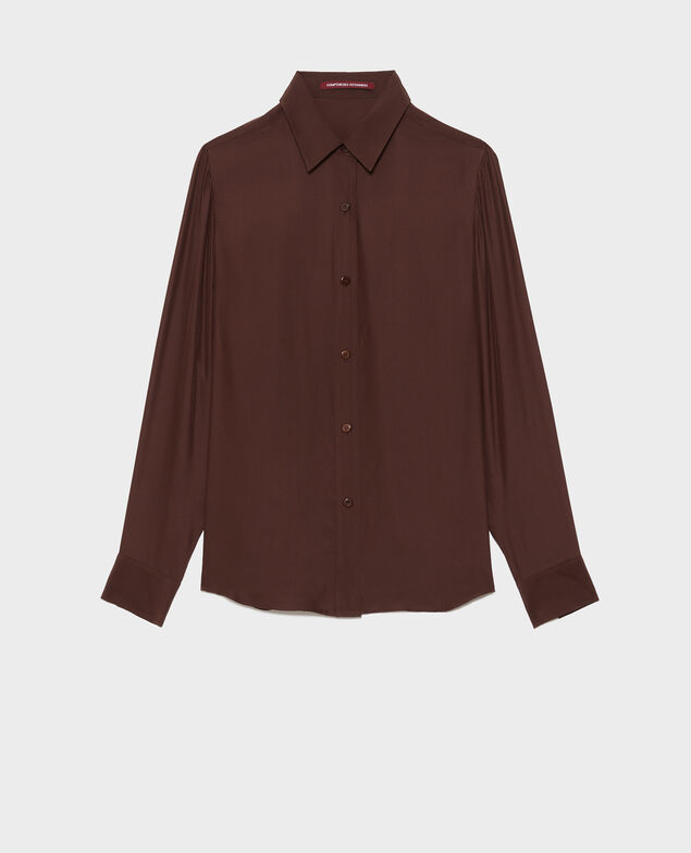  Camisa masculina de seda con manga larga Coffee bean